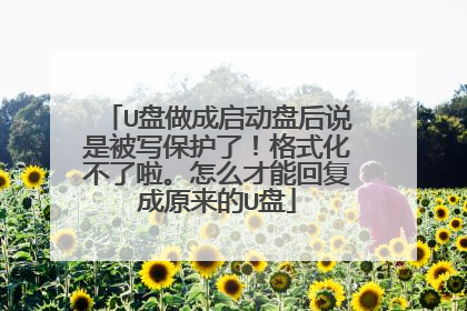 U盘做成启动盘后说是被写保护了!格式化不了啦。怎么才能回复成原来的U盘
