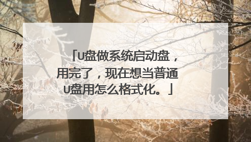 U盘做系统启动盘，用完了，现在想当普通U盘用怎么格式化。