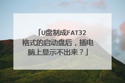 U盘制成FAT32格式的启动盘后,插电脑上显示不出来?