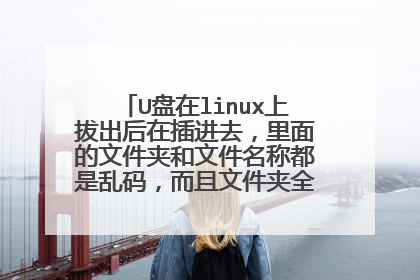 U盘在linux上拔出后在插进去,里面的文件夹和文件名称都是乱码,而且文件夹全部显示为空