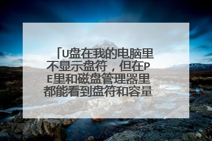 U盘在我的电脑里不显示盘符,但在PE里和磁盘管理器里都能看到盘符和容量,怎么解决?
