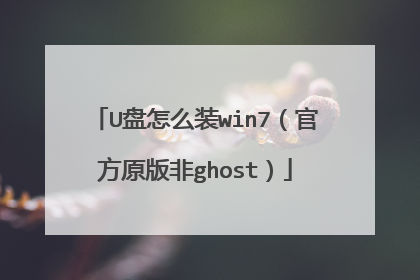 U盘怎么装win7(官方原版非ghost)