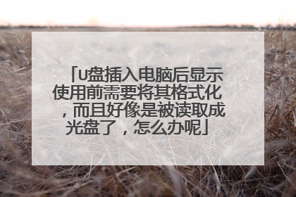 U盘插入电脑后显示使用前需要将其格式化,而且好像是被读取成光盘了,怎么办呢