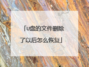U盘的文件删除了以后怎么恢复