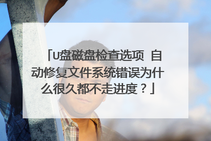 U盘磁盘检查选项 自动修复文件系统错误为什么很久都不走进度?
