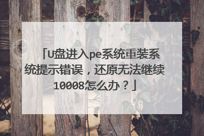 U盘进入pe系统重装系统提示错误,还原无法继续10008怎么办?