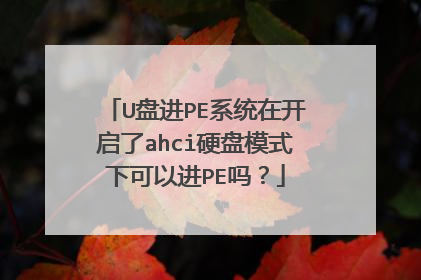 U盘进PE系统在开启了ahci硬盘模式下可以进PE吗？