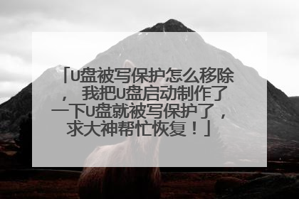 U盘被写保护怎么移除， 我把U盘启动制作了一下U盘就被写保护了，求大神帮忙恢复！