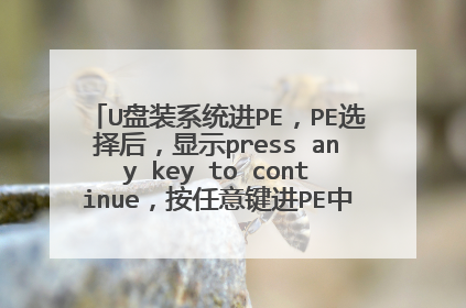 U盘装系统进PE,PE选择后,显示press any key to continue,按任意键进PE中总是返回到原来界面