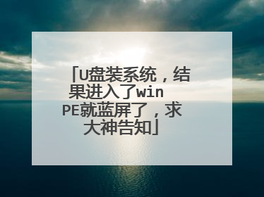 U盘装系统,结果进入了win PE就蓝屏了,求大神告知
