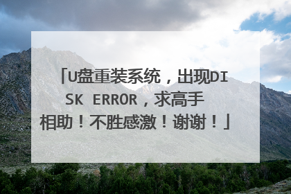 U盘重装系统,出现DISK ERROR,求高手相助!不胜感激!谢谢!