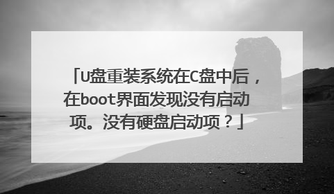 U盘重装系统在C盘中后，在boot界面发现没有启动项。没有硬盘启动项？