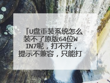 U盘重装系统怎么装不了原版64位WIN7呢，打不开，提示不兼容，只能打开32位的？