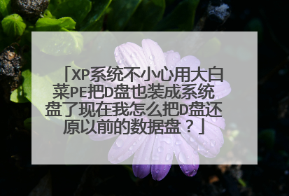 XP系统不小心用大白菜PE把D盘也装成系统盘了现在我怎么把D盘还原以前的数据盘?