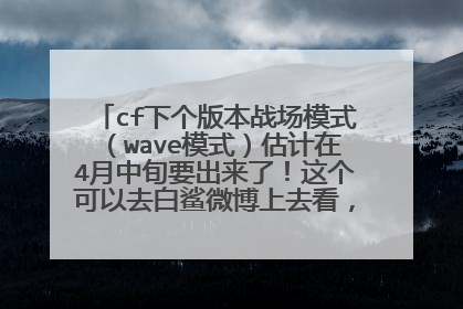 cf下个版本战场模式(wave模式)估计在4月中旬要出来了!这个可以去白鲨微博上去看,他是听小道消息的