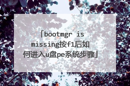 bootmgr is missing按f1后如何进入u盘pe系统步骤