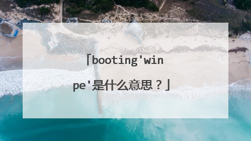 booting'win pe'是什么意思？