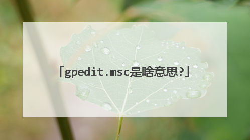 gpedit.msc是啥意思?