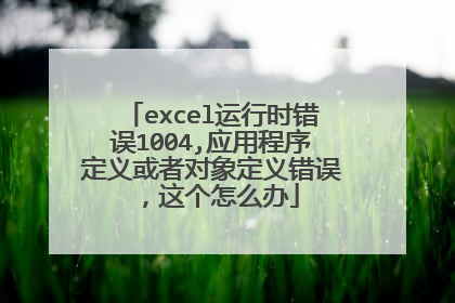 excel运行时错误1004,应用程序定义或者对象定义错误，这个怎么办