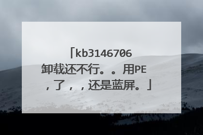 kb3146706卸载还不行。。用PE,了,,还是蓝屏。
