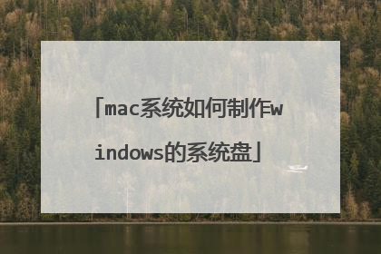 mac系统如何制作windows的系统盘