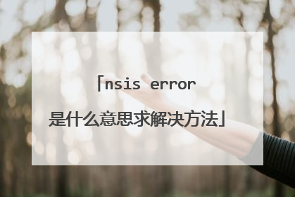nsis error是什么意思求解决方法