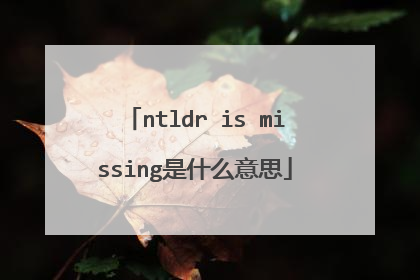 ntldr is missing是什么意思