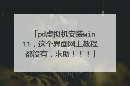 pd虚拟机安装win11,这个界面网上教程都没有,求助!!!