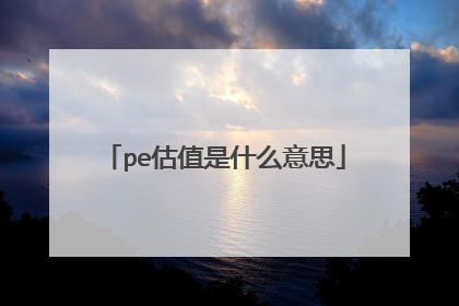 pe估值是什么意思