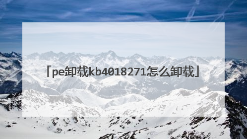 pe卸载kb4018271怎么卸载