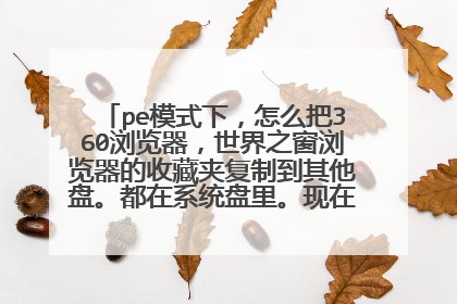 pe模式下,怎么把360浏览器,世界之窗浏览器的收藏夹复制到其他盘。都在系统盘里。现在进不去系统了