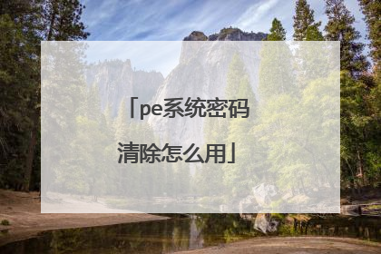 pe系统密码清除怎么用