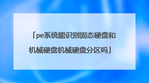 pe系统能识别固态硬盘和机械硬盘机械硬盘分区吗