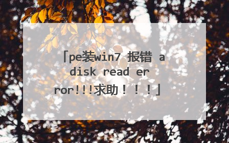pe装win7 报错 a disk read error!!!求助！！！