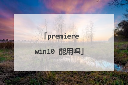 premiere win10 能用吗