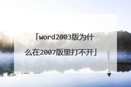 word2003版为什么在2007版里打不开