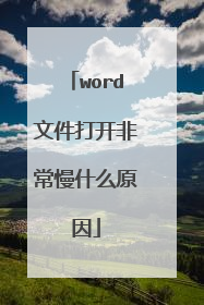 word文件打开非常慢什么原因