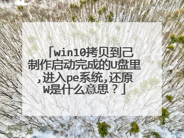 win10拷贝到己制作启动完成的U盘里,进入pe系统,还原W是什么意思？