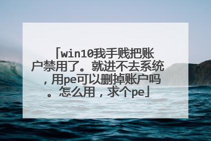 win10我手贱把账户禁用了。就进不去系统,用pe可以删掉账户吗。怎么用,求个pe