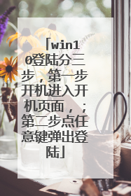 win10登陆分三步,第一步开机进入开机页面,;第二步点任意键弹出登陆