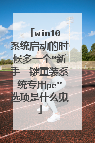 win10系统启动的时候多一个“新手一键重装系统专用pe”选项是什么鬼