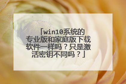 win10系统的专业版和家庭版下载软件一样吗?只是激活密钥不同吗?