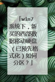 win7系统下,新买的西部数据移动硬盘(已预先格式化)如何分区?