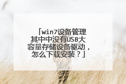 win7设备管理其中中没有USB大容量存储设备驱动,怎么下载安装?