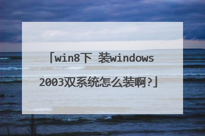 win8下 装windows 2003双系统怎么装啊?
