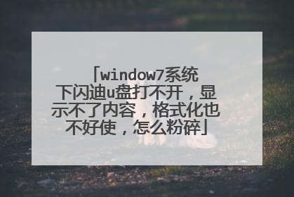 window7系统下闪迪u盘打不开,显示不了内容,格式化也不好使,怎么粉碎
