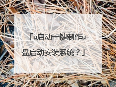 u启动一键制作u盘启动安装系统？