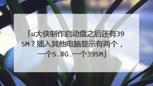 u大侠制作启动盘之后还有395M?插入其他电脑显示有两个,一个5.8G.一个395M