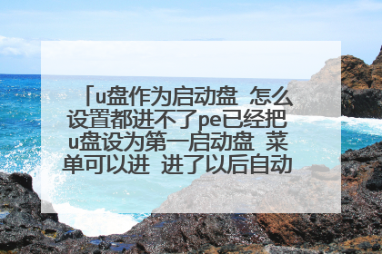 u盘作为启动盘 怎么设置都进不了pe已经把u盘设为第一启动盘 菜单可以进 进了以后自动启动本地硬盘