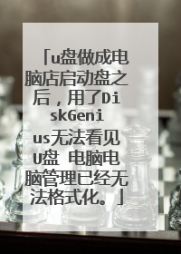 u盘做成电脑店启动盘之后,用了DiskGenius无法看见U盘 电脑电脑管理已经无法格式化。